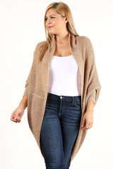 Solid Loose Knit, Open Cocoon Cardigan