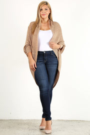 Solid Loose Knit, Open Cocoon Cardigan