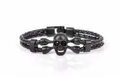 Skull Leather Men Bracelet