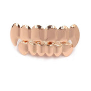 New Custom Fit Rose Gold Color Plated Hip Hop Teeth Grillz Caps Top&Bottom Grill Set for Christmas Party Vampire Tooth Grillz