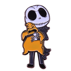 Nightmare before Christmas hard enamel pin Jack Skellington kidnap Oogie Boogie brooch spooky skull badge Halloween accessory